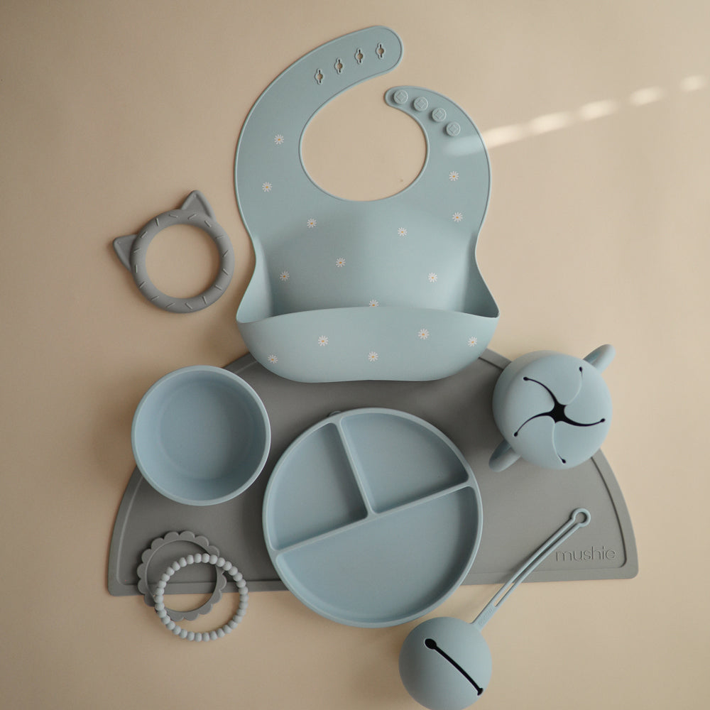 お食事エプロン&プレートセット - White Daisy Set