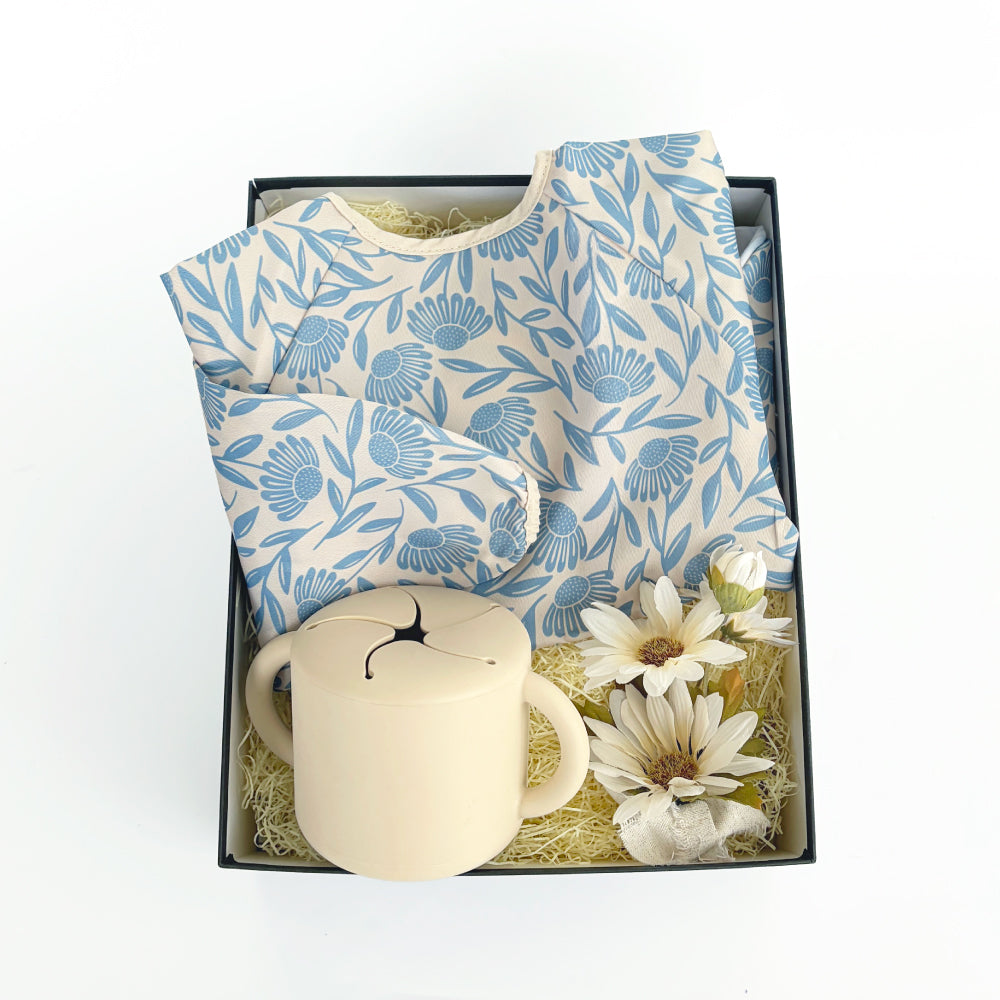 エプロン＆スナックカップセット Blue Flowers Set