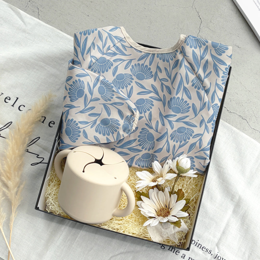 エプロン＆スナックカップセット Blue Flowers Set
